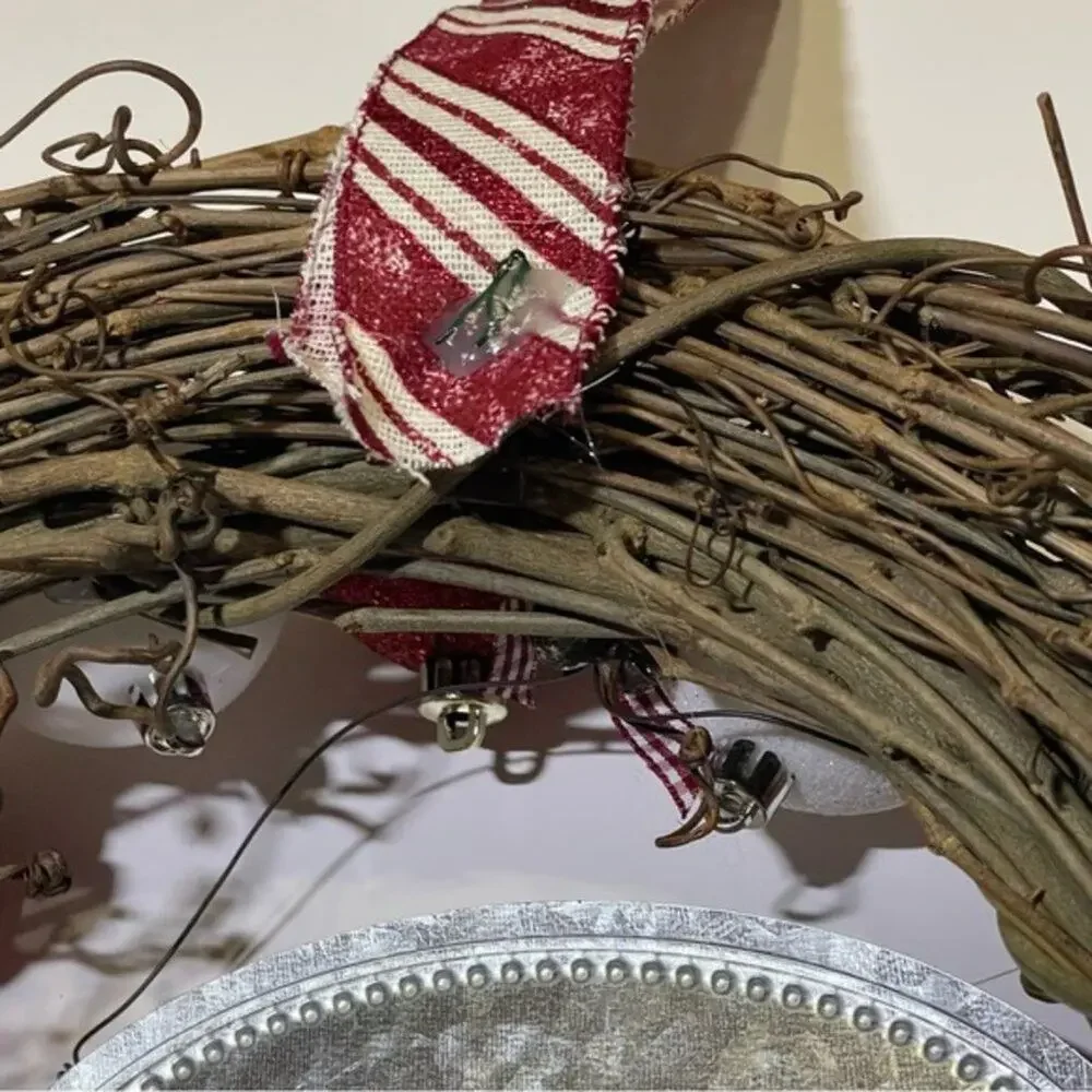 Handmade Peppermint Gnome Christmas Wreath Let It Snow